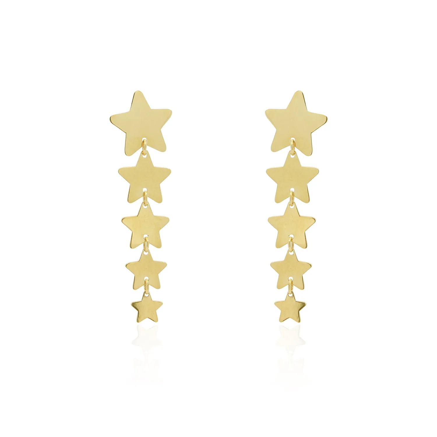 Gold Graduating Star Dangle Earrings