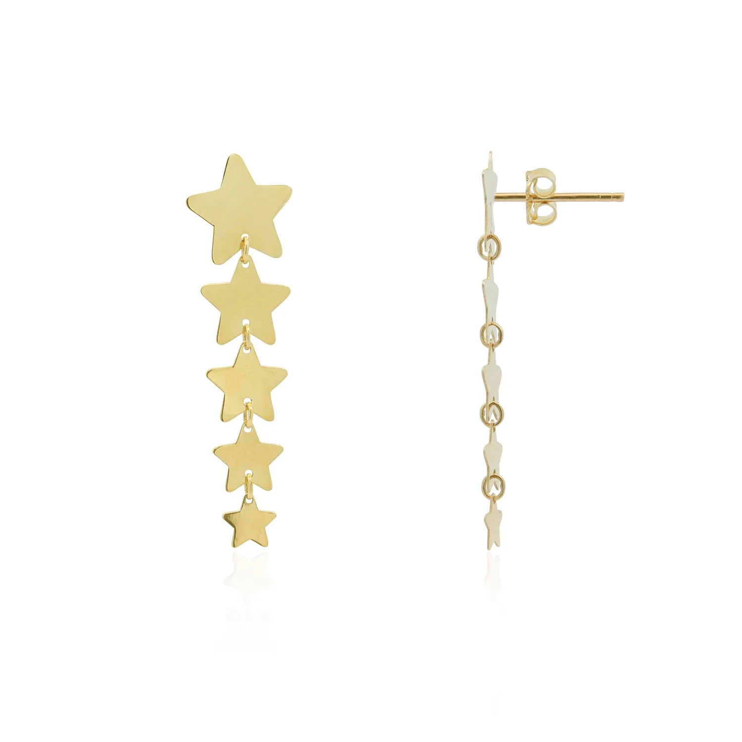 Gold Graduating Star Dangle Earrings