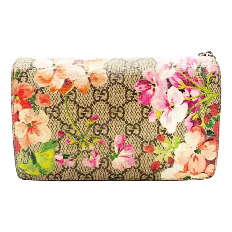 Gucci Chain Wallet Monogram Blooms Antique Rose Pink Gg Supreme Canvas Shoulder Bag