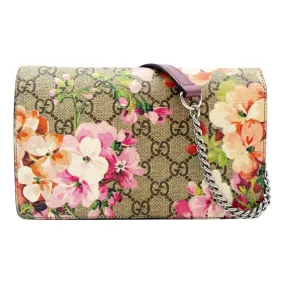 Gucci Chain Wallet Monogram Blooms Antique Rose Pink Gg Supreme Canvas Shoulder Bag