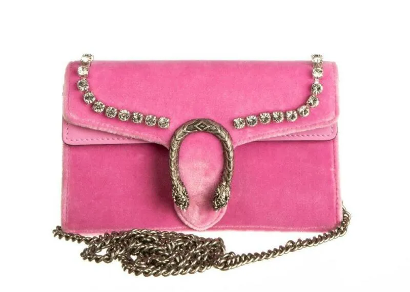 Gucci Mini Dionysus Crystal Pink Velvet Cross Body Bag