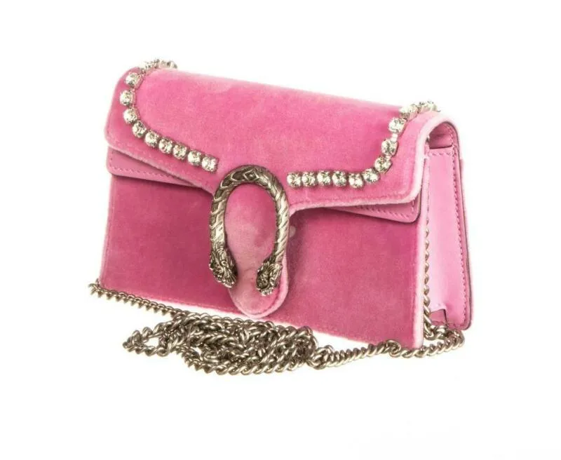 Gucci Mini Dionysus Crystal Pink Velvet Cross Body Bag