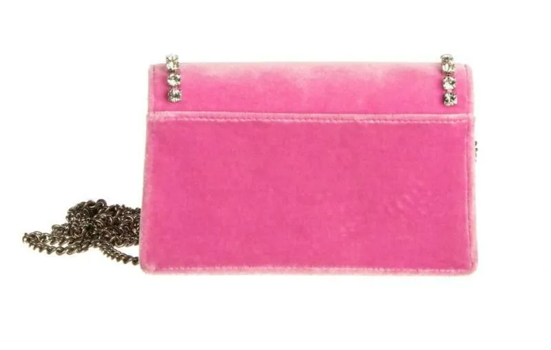 Gucci Mini Dionysus Crystal Pink Velvet Cross Body Bag