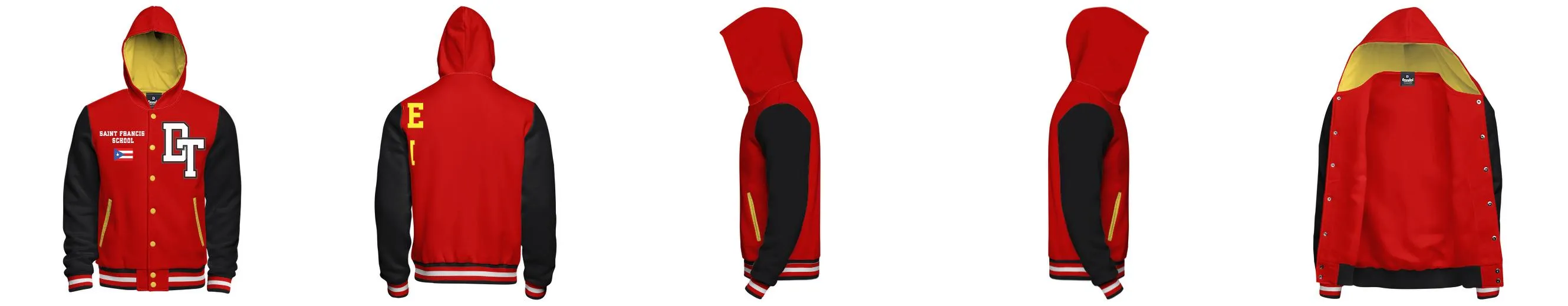 Hooded Cotton Fleece Varsity Jacket With No Lining