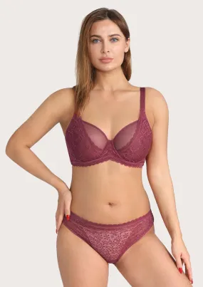 HSIA Lace Dolphin Burgundy Underwire Bra Set