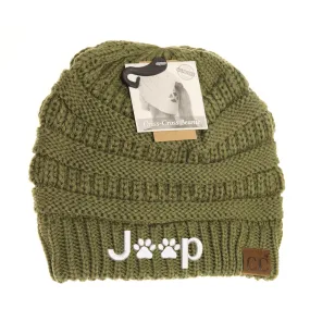 J🐾P Ribbed Knit Beanie Criss-Cross Ponytail