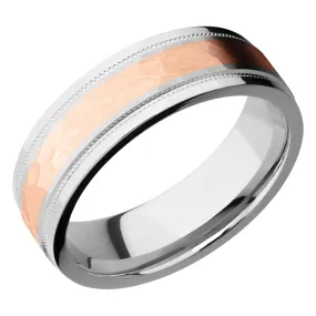 Lashbrook 7.5MM Cobalt Chome Wedding Band with a 14k Rose Gold Inlay