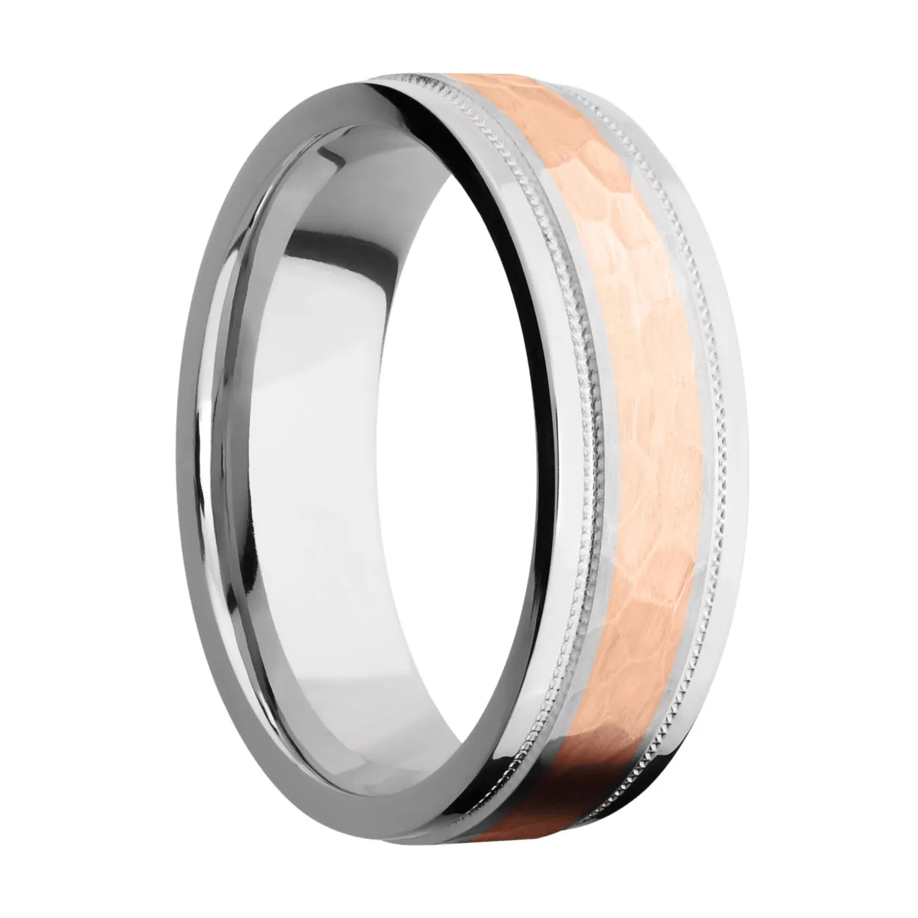 Lashbrook 7.5MM Cobalt Chome Wedding Band with a 14k Rose Gold Inlay