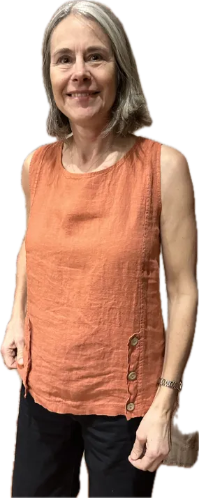 Linen - Tank Top - Coral