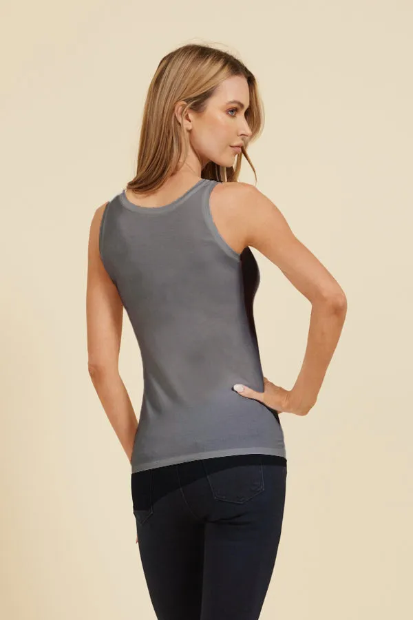 Majestic Flat Edge Scoop Viscose Tank in Pirate