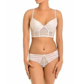 Mesh Lace Longline Pushup Bra Panty Set