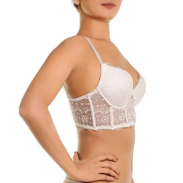 Mesh Lace Longline Pushup Bra Panty Set