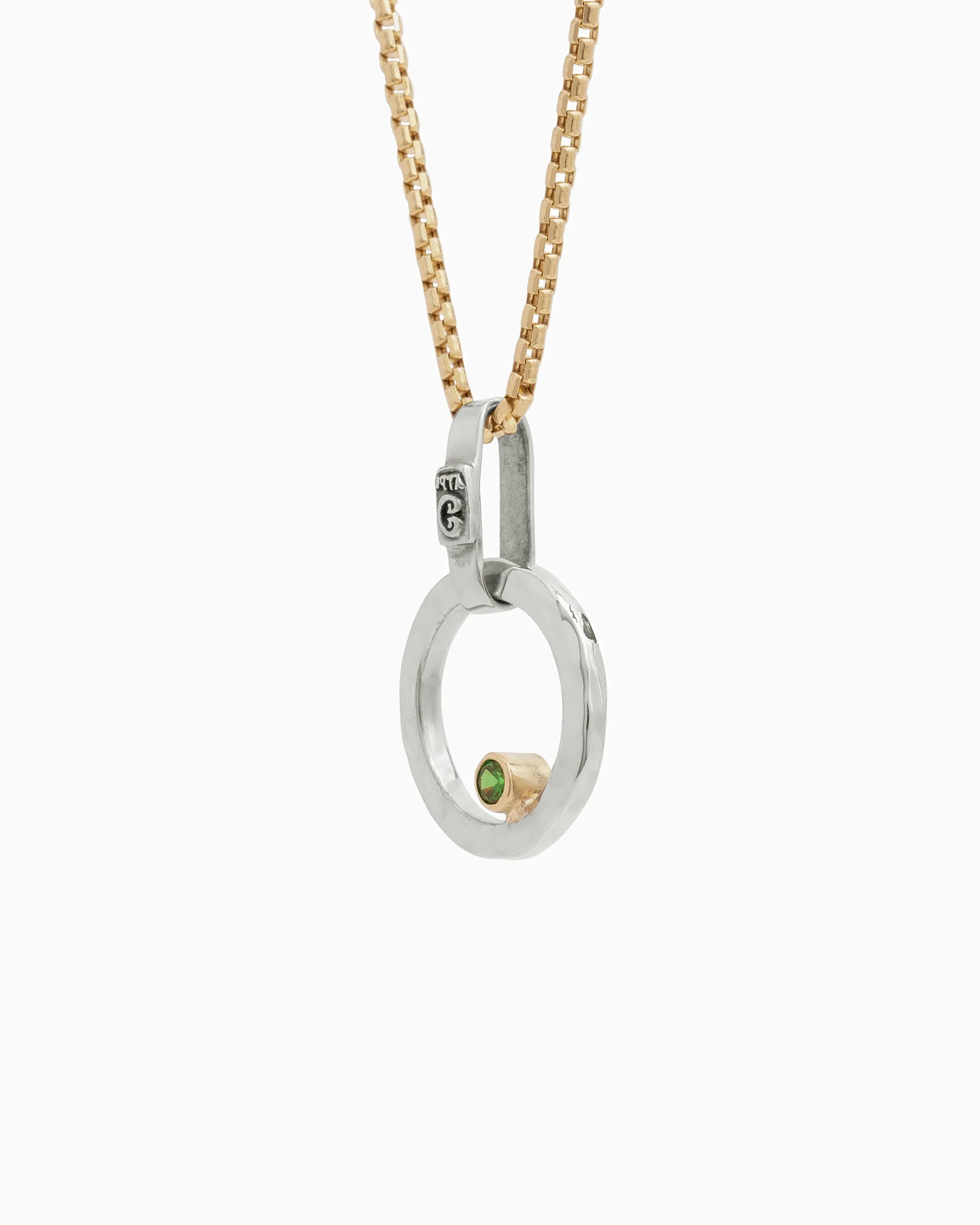 Mini One Love Pendant with Stone - Green Zircon