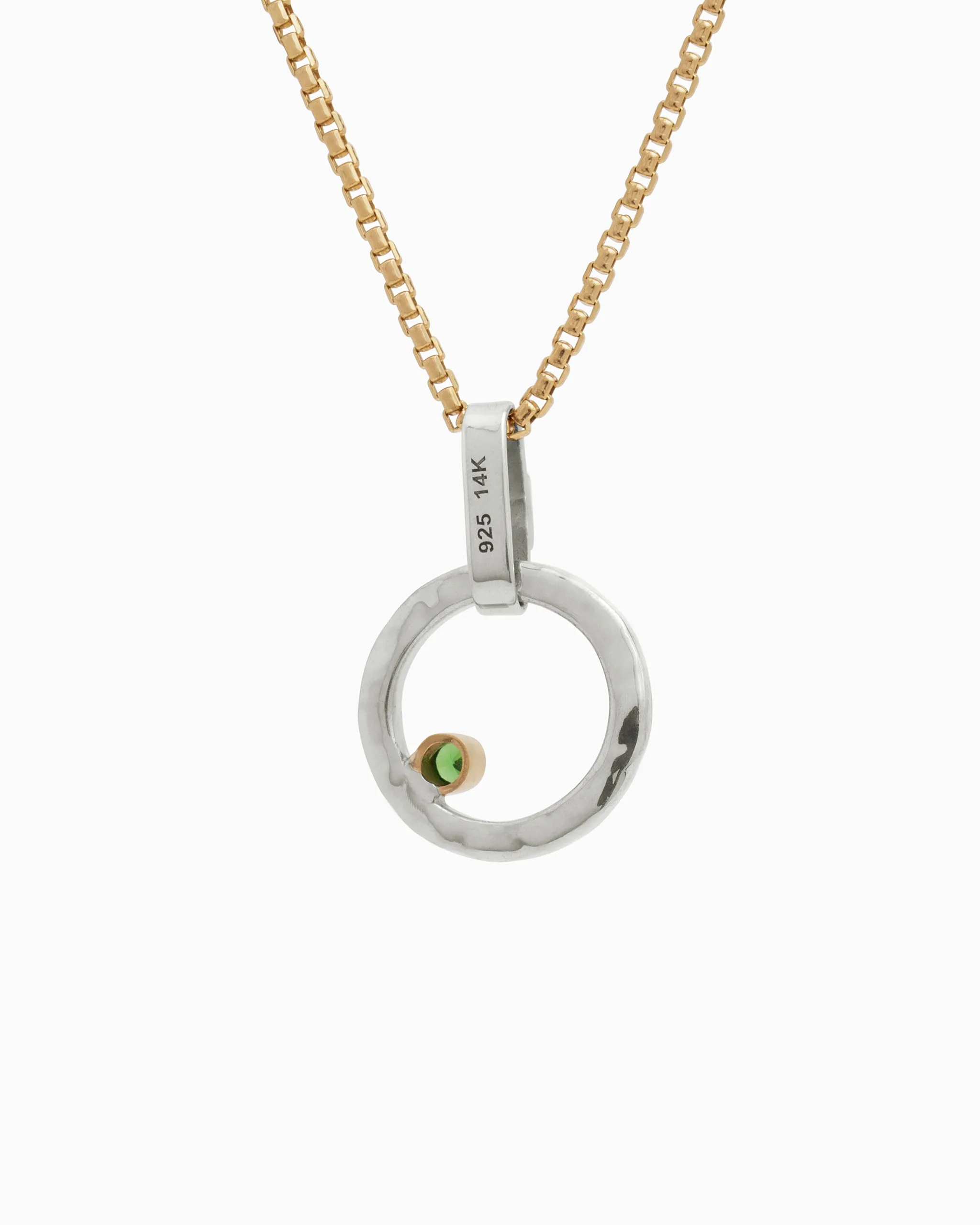 Mini One Love Pendant with Stone - Green Zircon