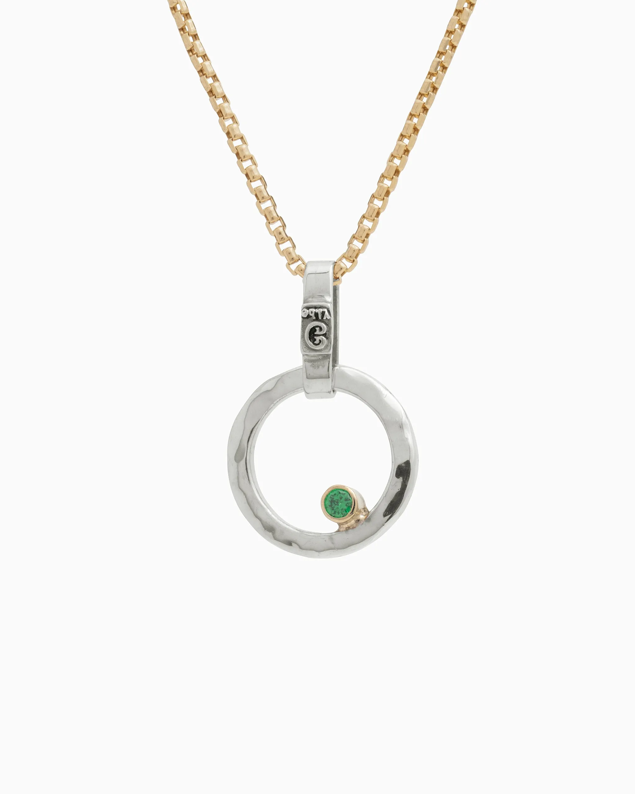 Mini One Love Pendant with Stone - Green Zircon