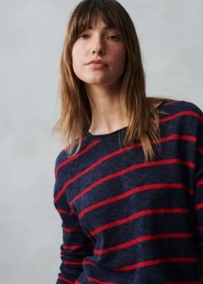 Minnie Stripe Top Navy/Red