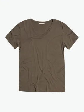 Modal Cotton Blend V-neck T-shirt Taupe