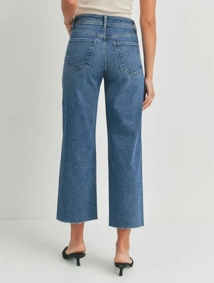 Norma High Rise Wide Leg Denim in Medium Wash