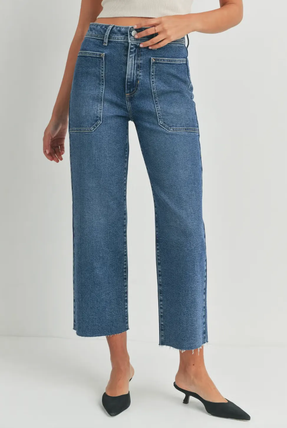 Norma High Rise Wide Leg Denim in Medium Wash