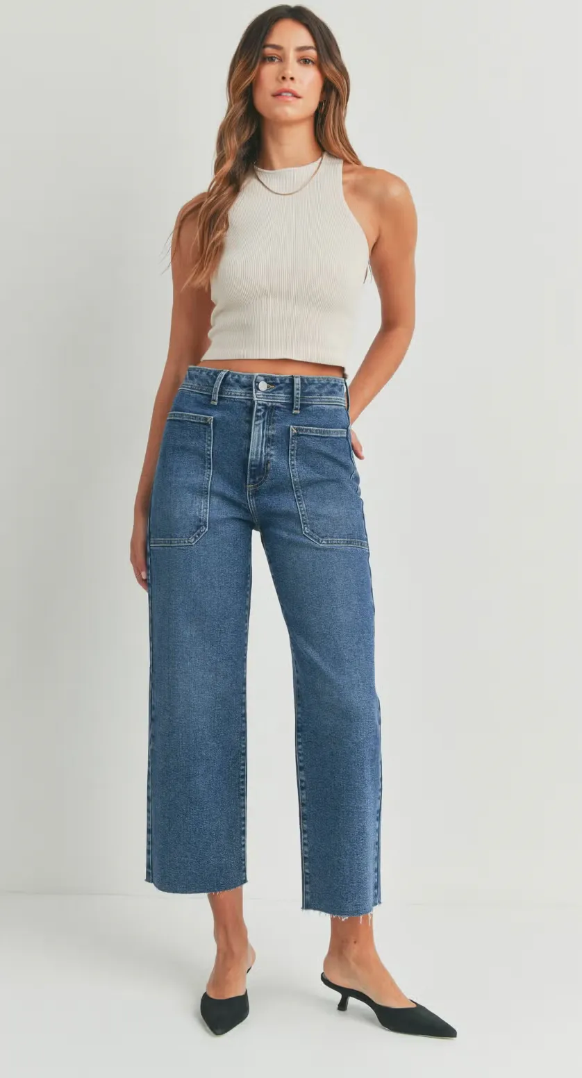 Norma High Rise Wide Leg Denim in Medium Wash