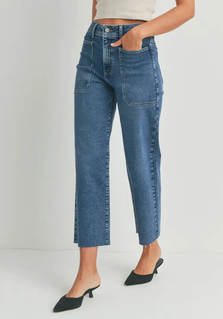 Norma High Rise Wide Leg Denim in Medium Wash