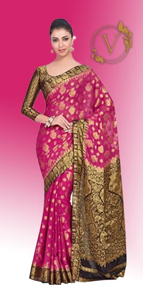 Pink Chiffon Saree (Kanjivaram Style)