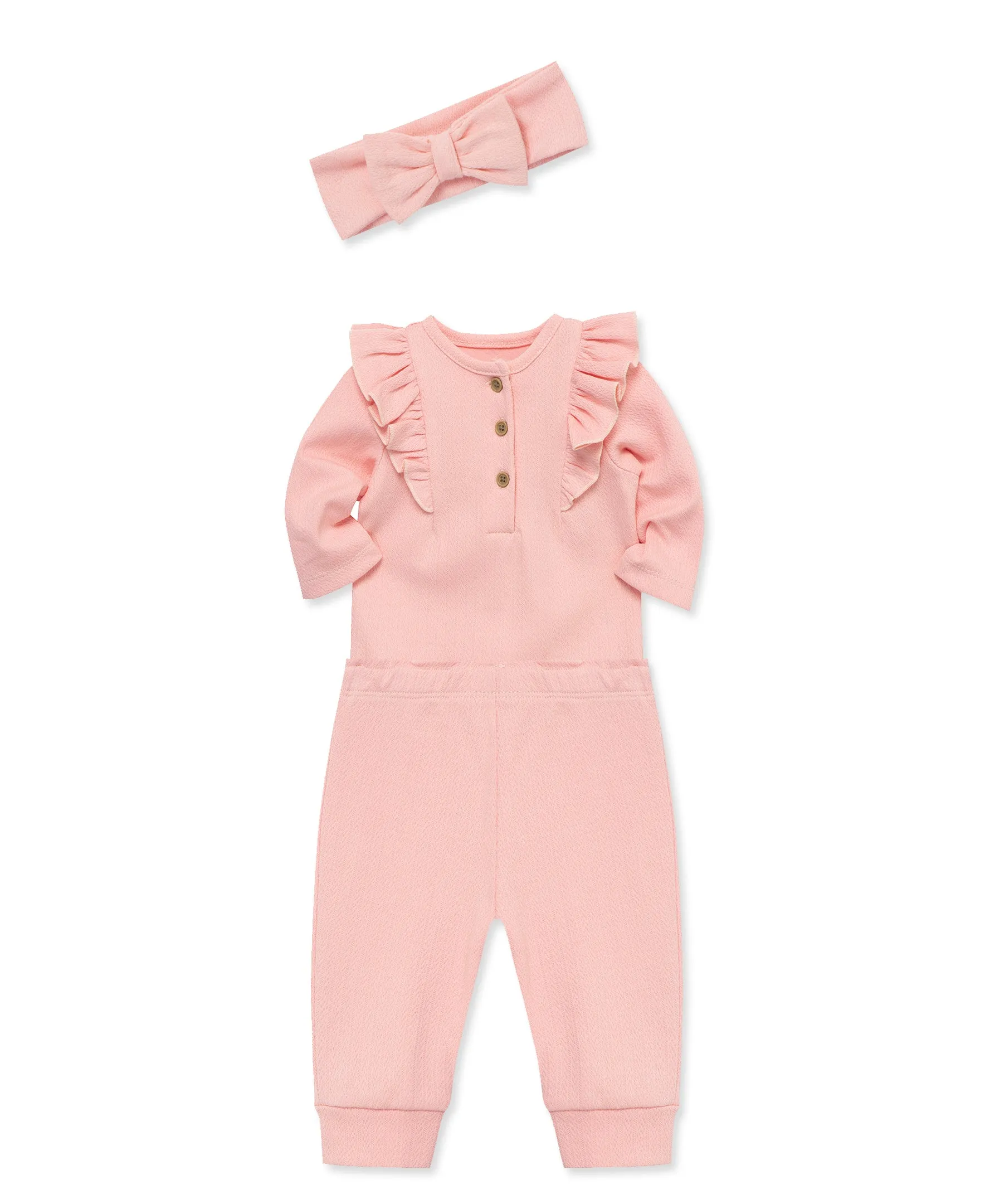 Pink Pointelle Bodysuit & Pant Set