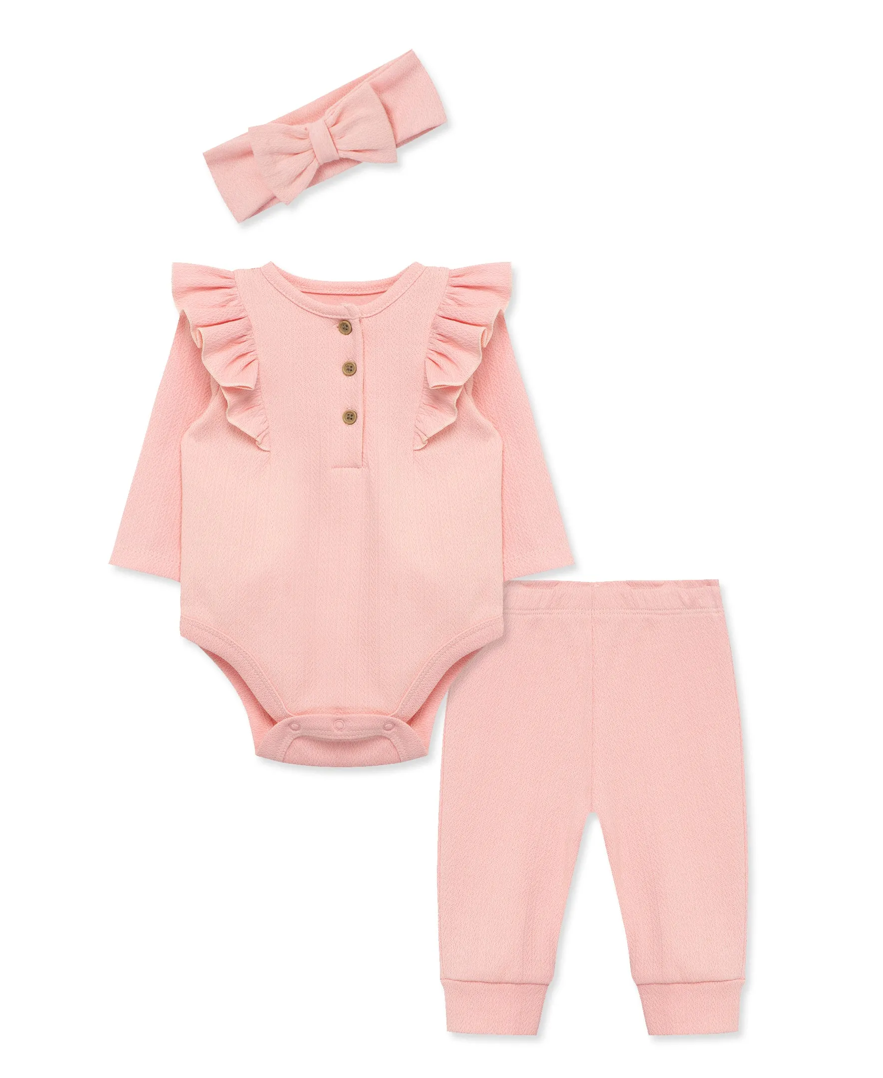 Pink Pointelle Bodysuit & Pant Set