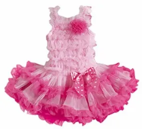 Popatu Baby Girls Pink and Hot Pink All Ruffle Petti Dress