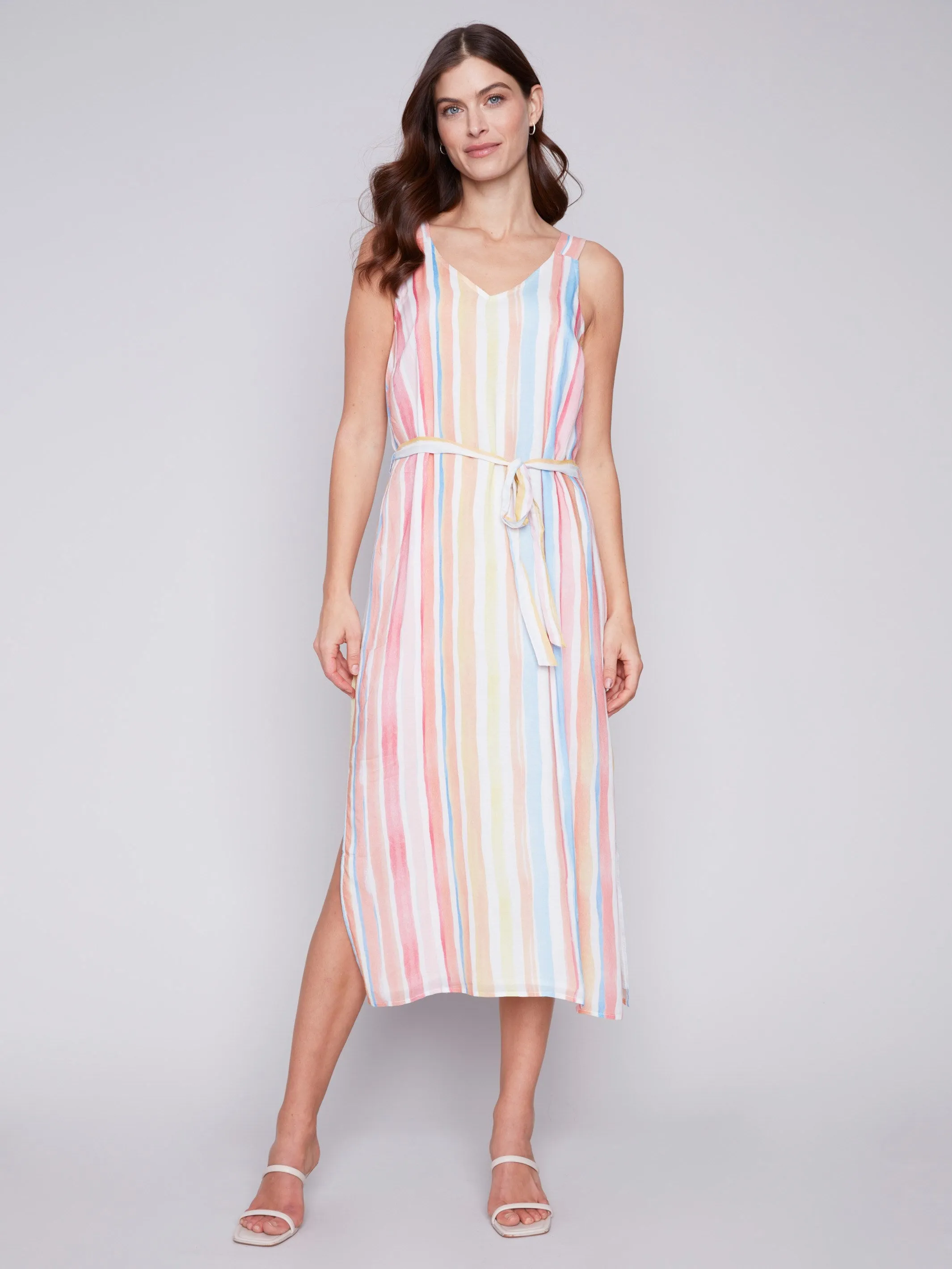 Printed Chiffon Dress - Stripes