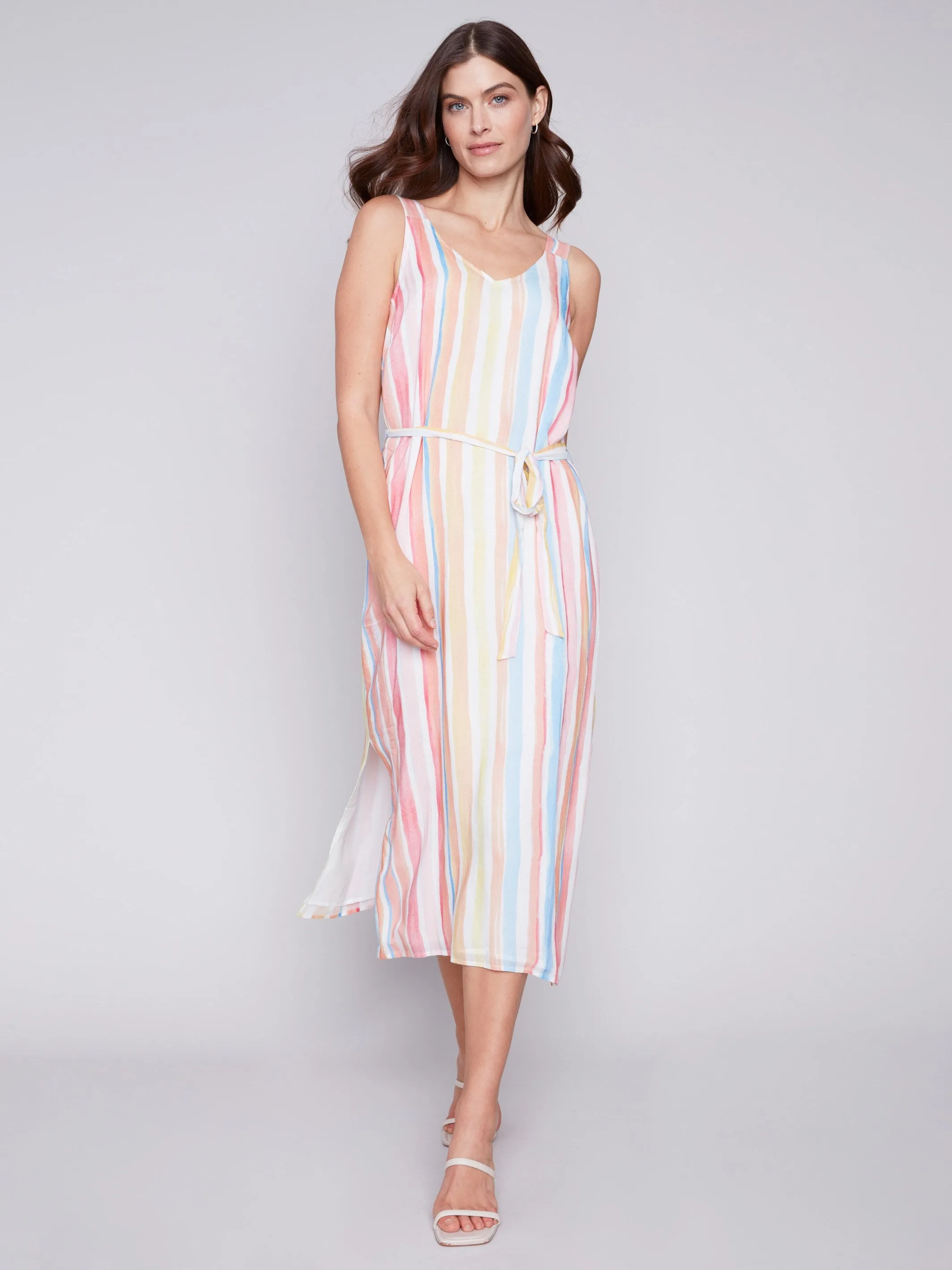 Printed Chiffon Dress - Stripes