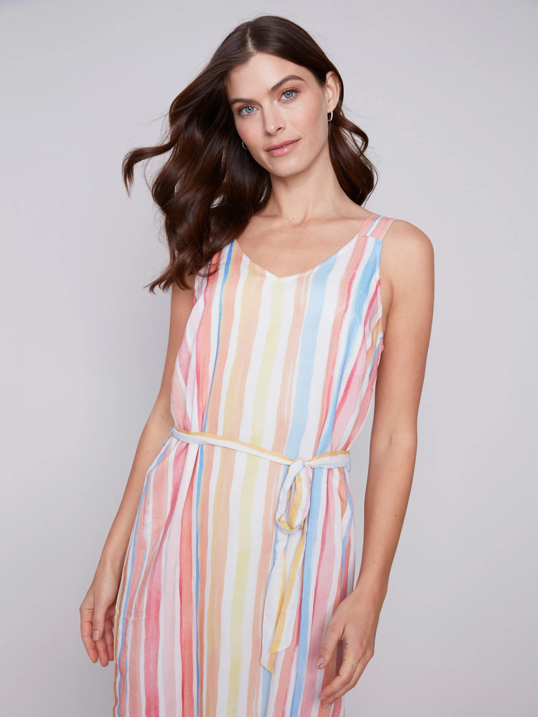 Printed Chiffon Dress - Stripes