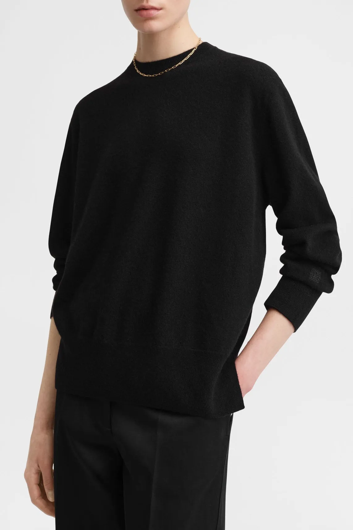 Pullover Crew-Neck in Schwarz