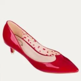 Red Patent Kitten Heel Pumps