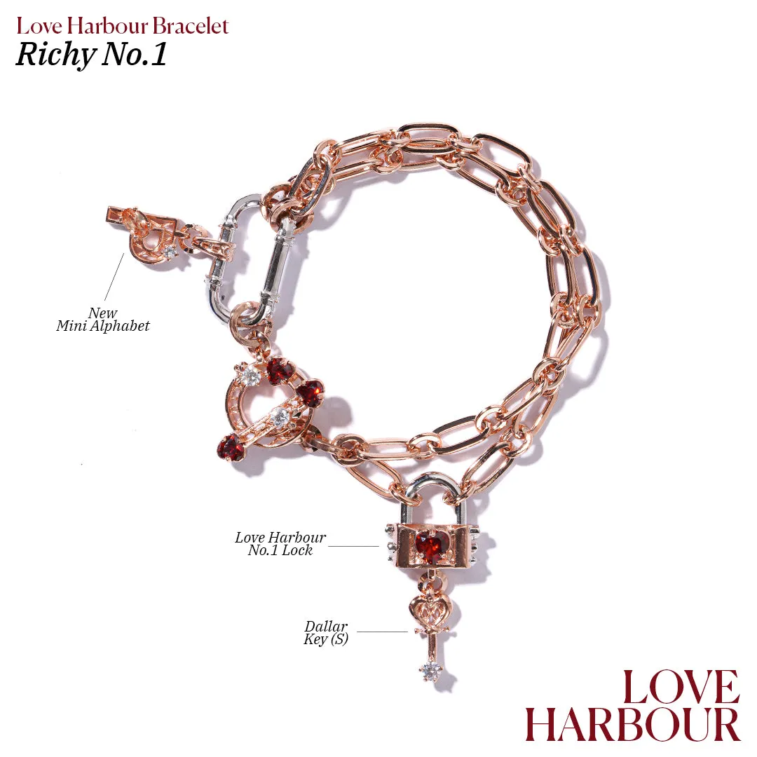 Richy Love Harbour Bracelet [Red gems/Pink gold]