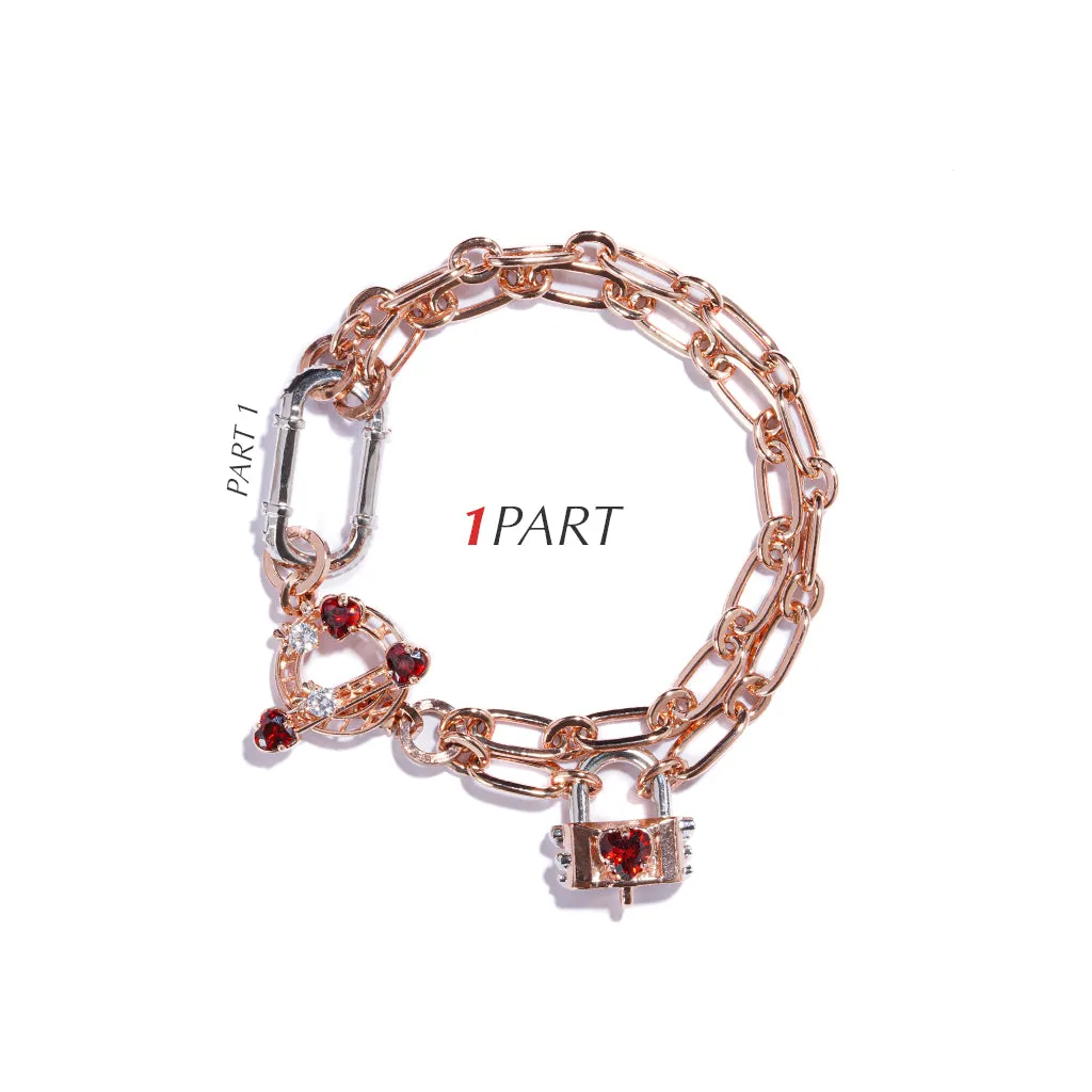 Richy Love Harbour Bracelet [Red gems/Pink gold]