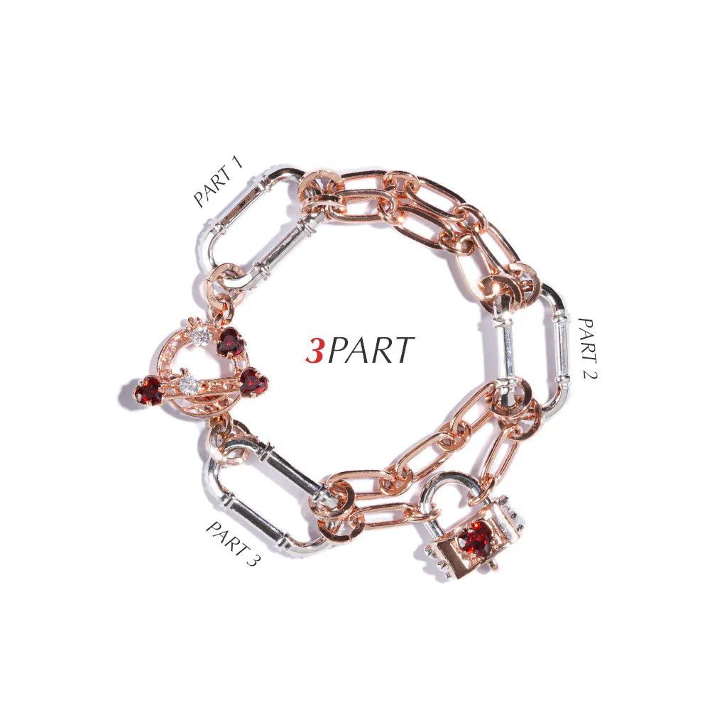 Richy Love Harbour Bracelet [Red gems/Pink gold]