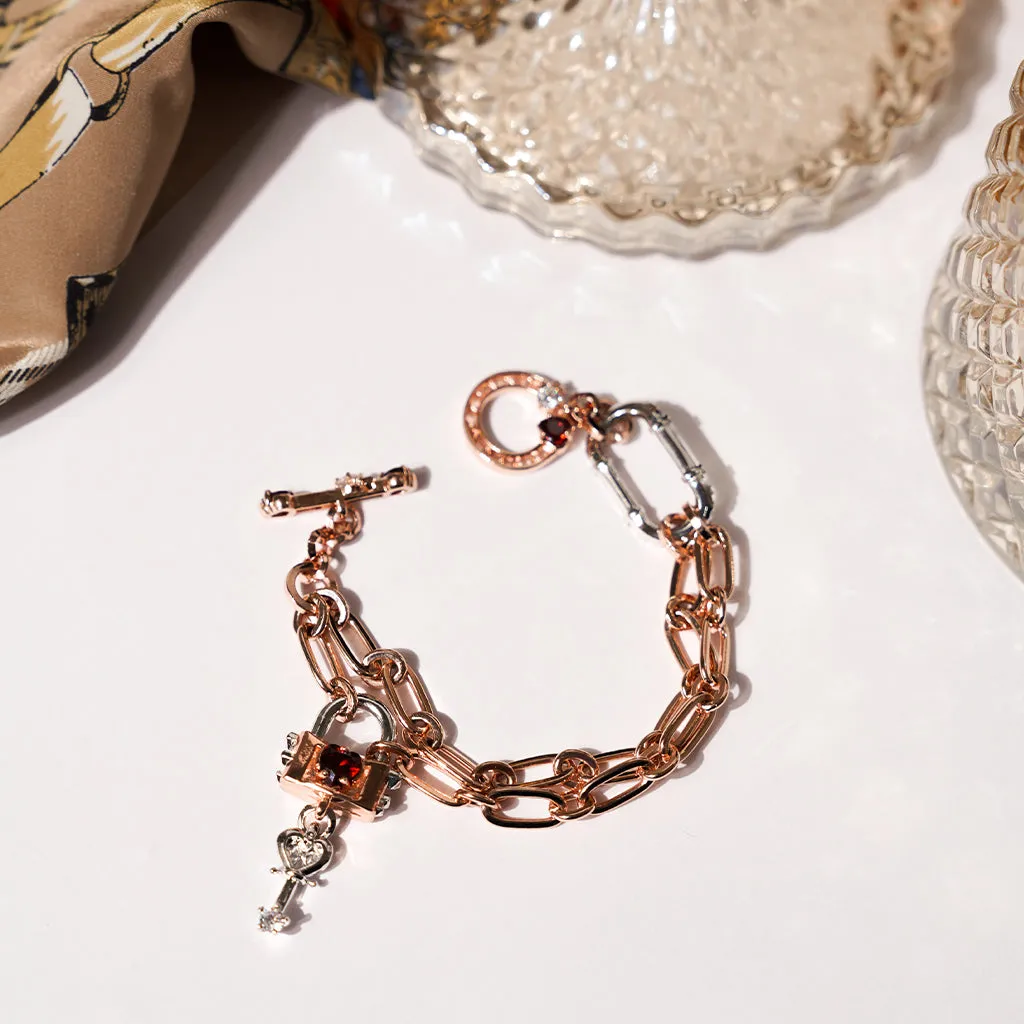 Richy Love Harbour Bracelet [Red gems/Pink gold]