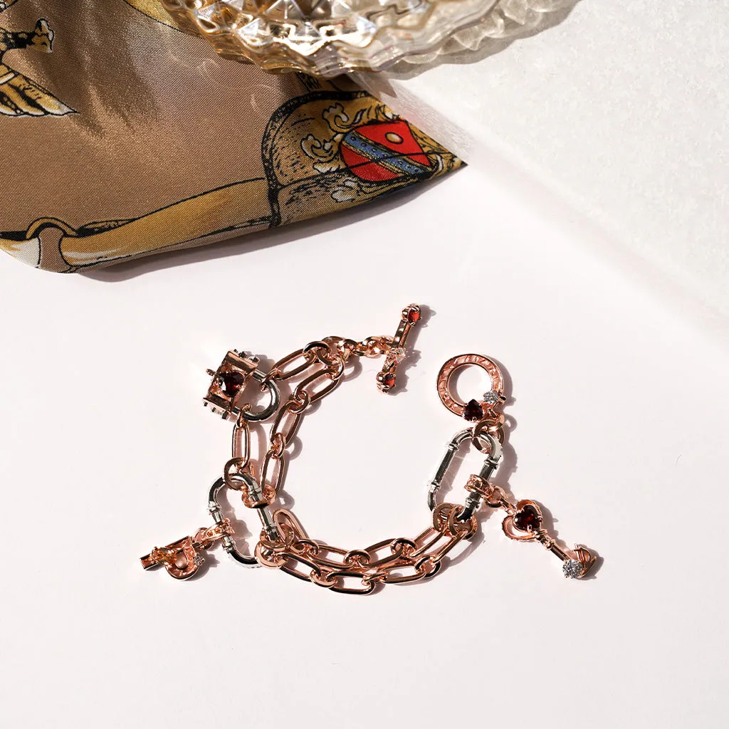 Richy Love Harbour Bracelet [Red gems/Pink gold]