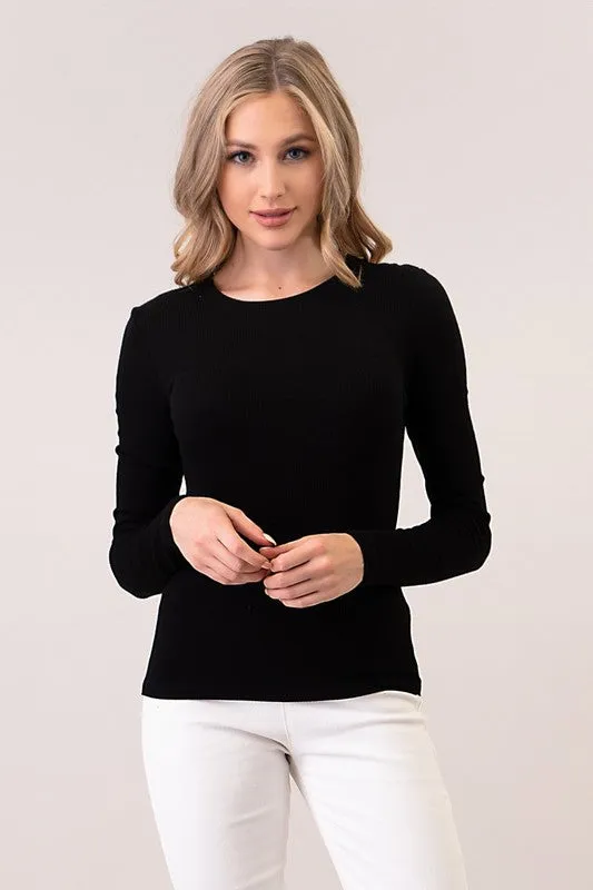 Round Neck Ribbed Top