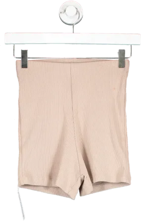 Sandy Cheeks Beige High Rise Ribbed Shorts UK XS