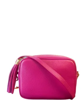 SANO Soft Italian Leather Compact Shoulder / CrossBody Bag, Fuchsia