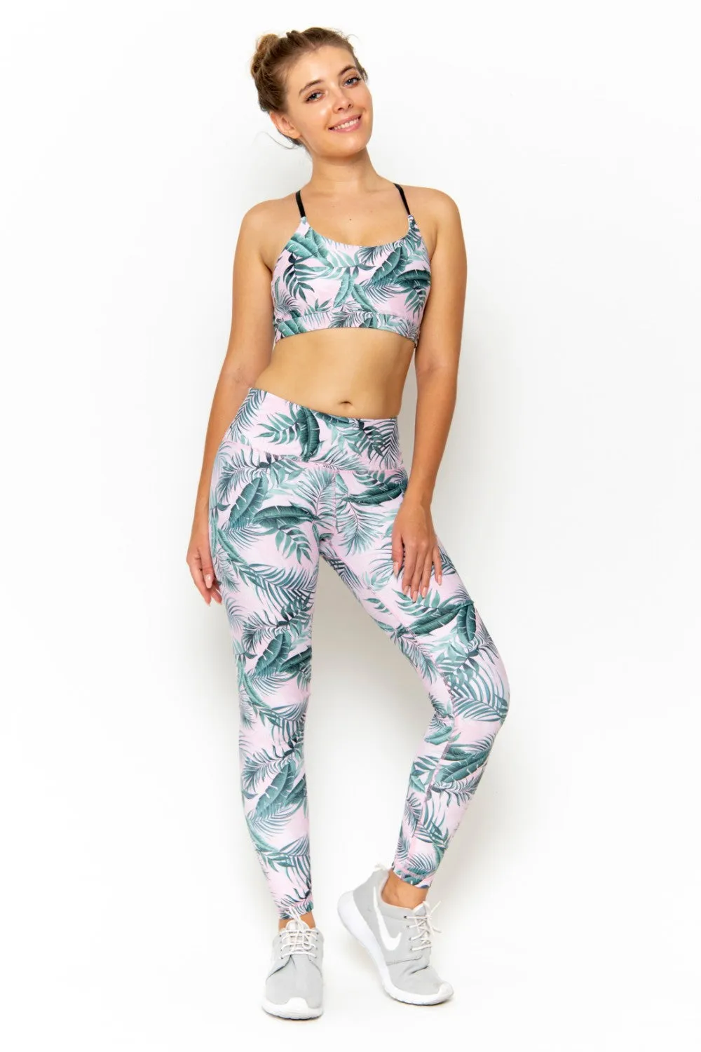 SARA 7/8  LEGGING - PINK PALM