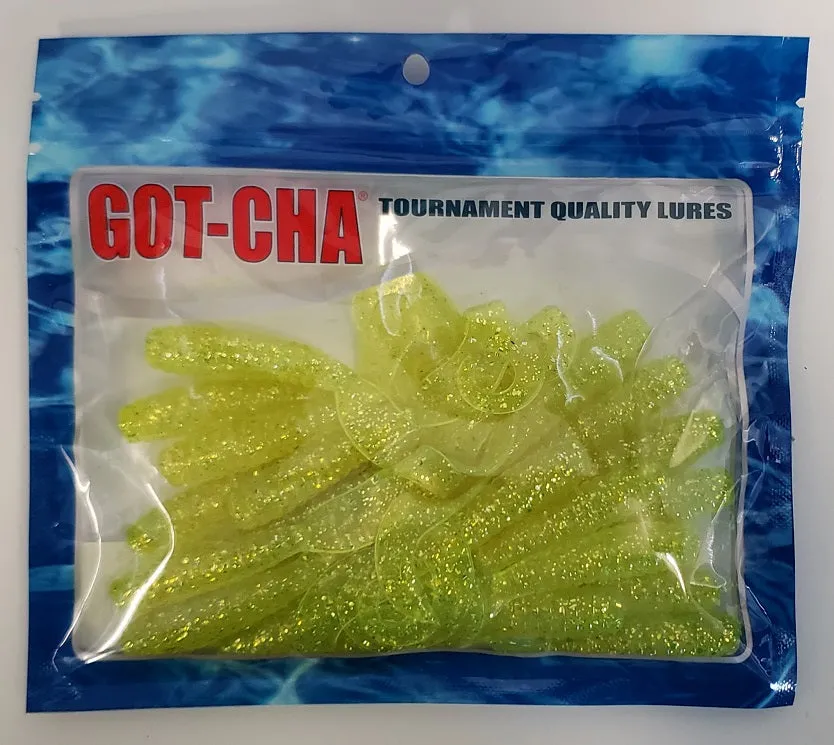 Sea Striker Got-Cha Curltail Grub Chartreuse/Silver Flake 4 20pk