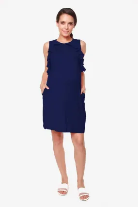 Sleeveless Calida Frills Bamboo Cotton Nursing Dress Navy