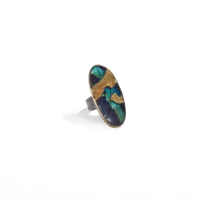 Spectrolite Ring with Gold Granulation