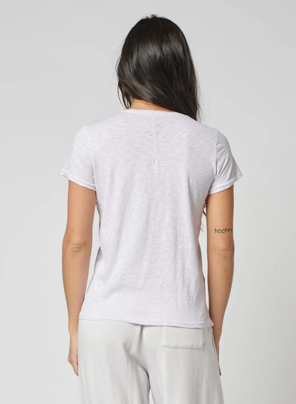 Supima Slub Short Sleeve V-Neck T-Shirt in White