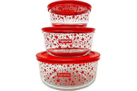 Supreme Pyrex Bowls (Set of 3) Red