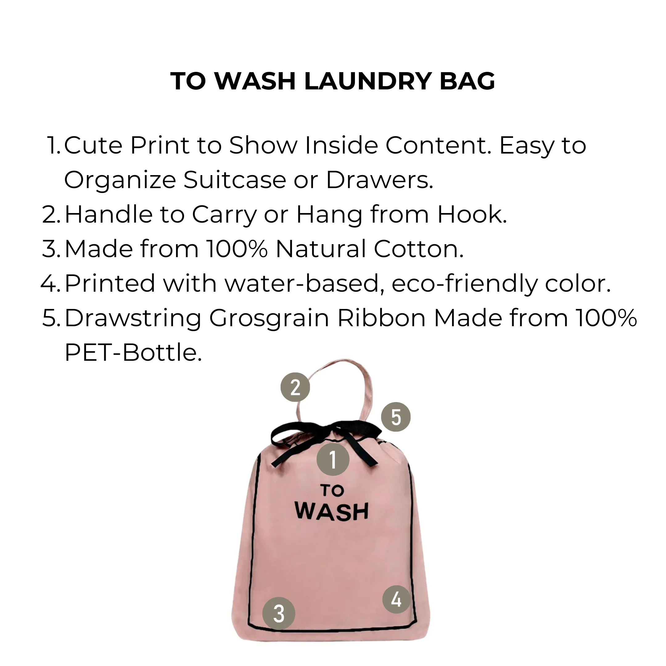 To Wash Laundry Bag, Pink/Blush