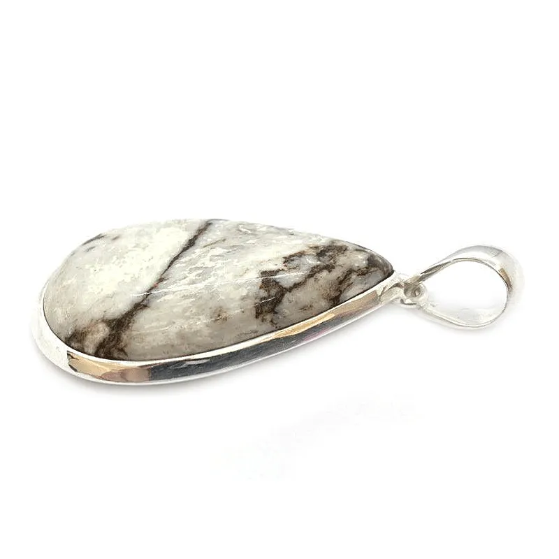 White Buffalo Turquoise Teardrop Pendant